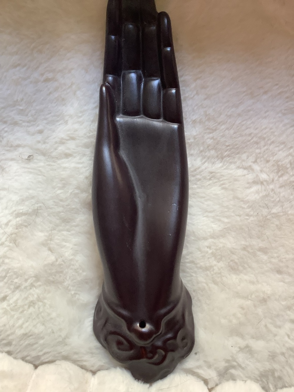 Ceramic Buddha Hand Incense Holder Brown 10” - Picture 4 of 13